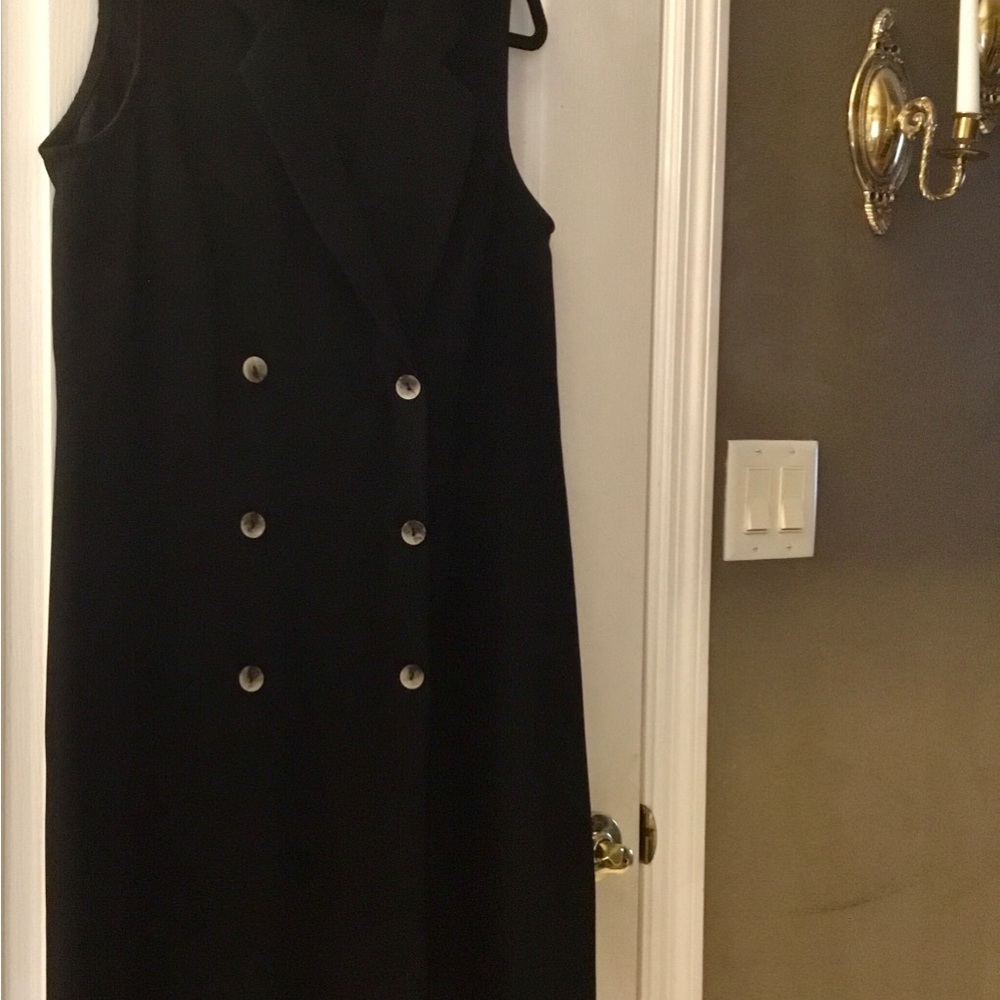 Elegant Black Double Breasted Blazer Dress / Sleeveless